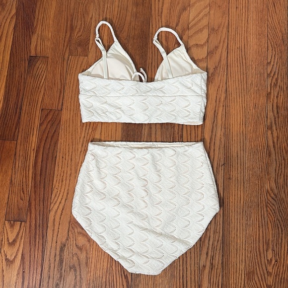 Andie Bikini Set Cabarete Top Super High Waisted Bottom Gardenia Lace size Small - Picture 2 of 10